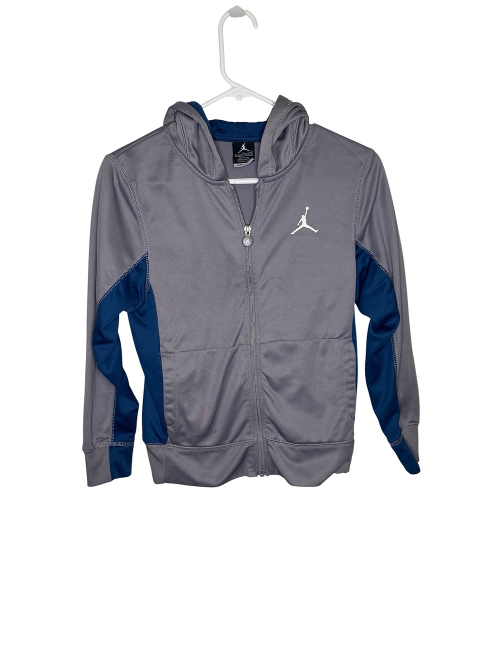 Nike Jordan Kids Therma-Fit Full Zip Hoodie Gray Blue Size Medium 10-12